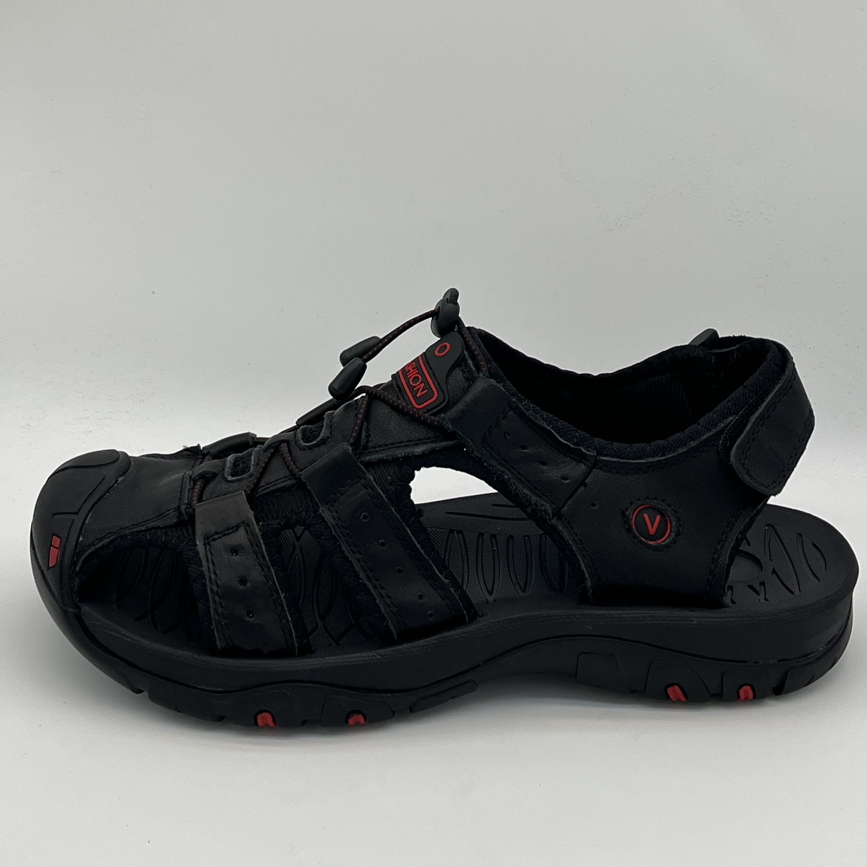 Мужские коричневые кожаные сандалии повседневные летние пляжные регулируемые на резиновой подошве с амортизирующей стелькой