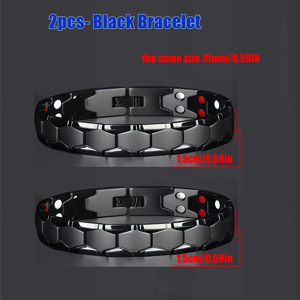 Conjunto de pulseras magnéticas para hombres y mujeres, doble fila, 3500 Gauss, regalo para el Día de San Valentín