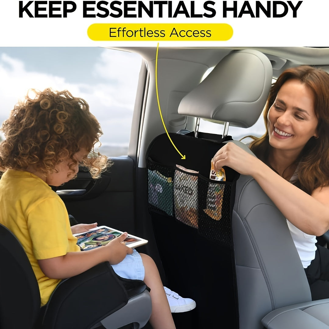 Universal Polyester Car Seat Backrest Organizer Woven Storage Pockets