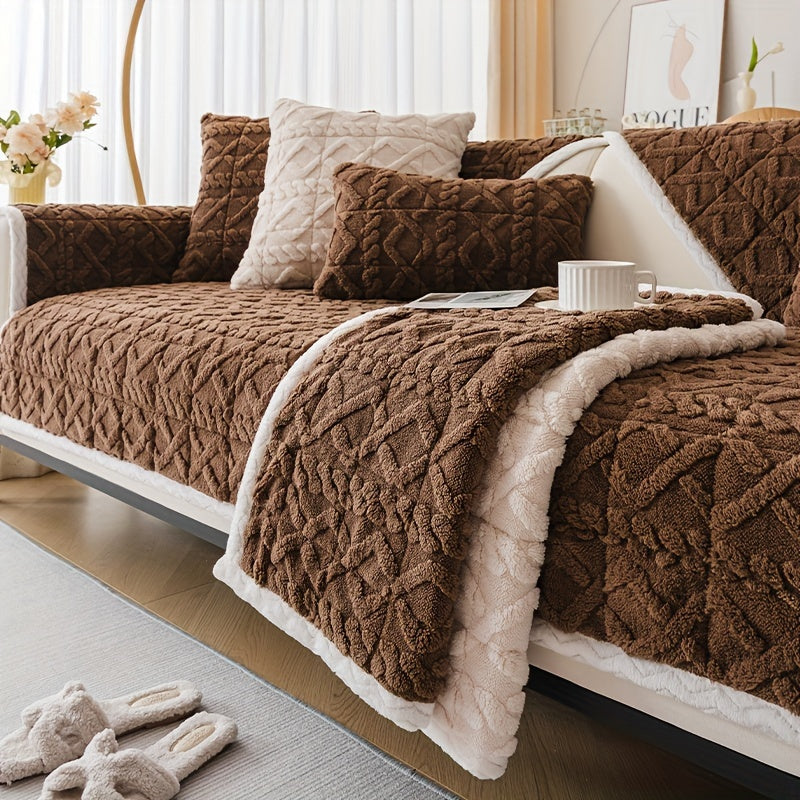 Плюшевый мягкий диванный подушечка для 1-4 местных диванов, нескользящая, моющаяся в машине, дружелюбная к питомцам