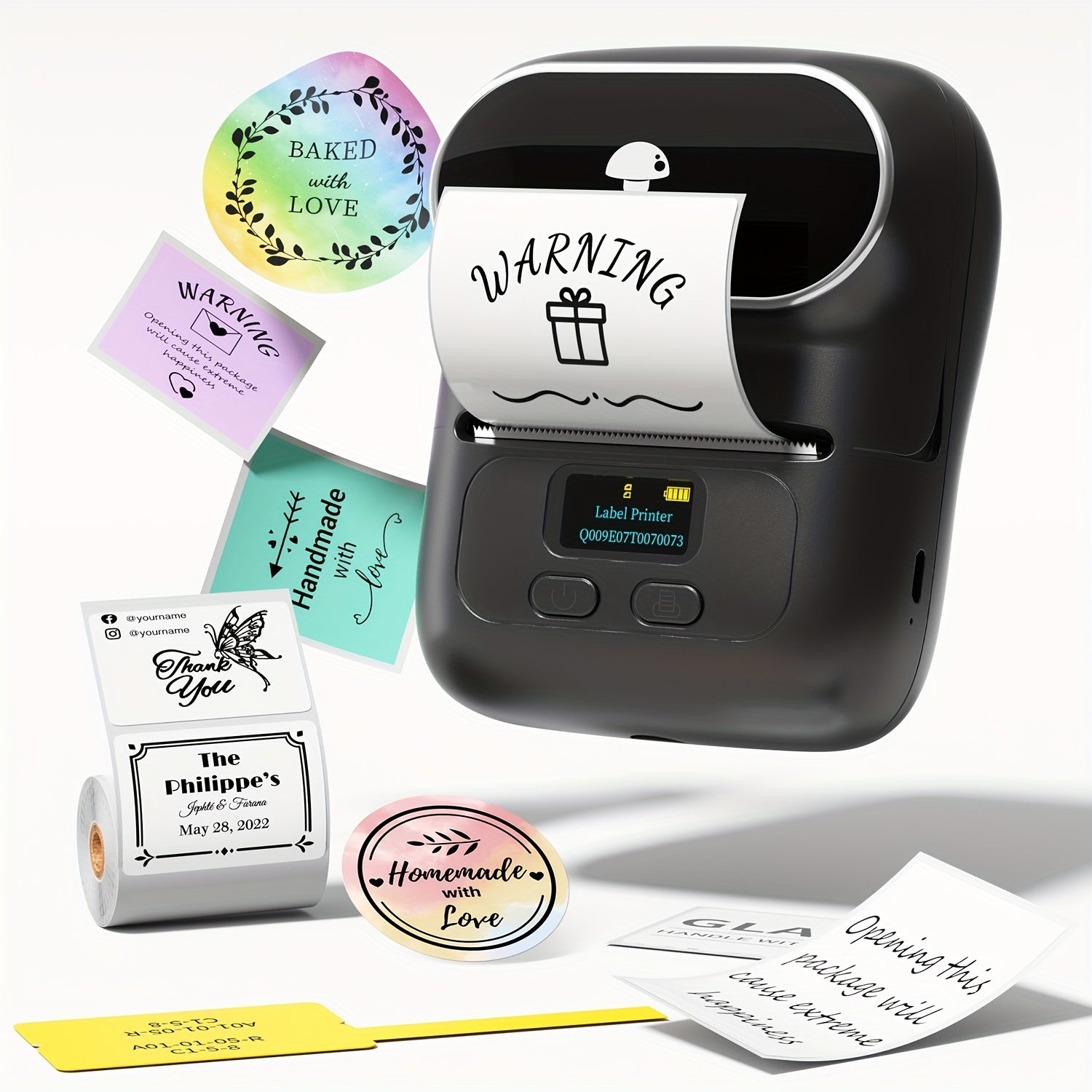 Portable Thermal Label Printer for IOS Android Small Business Office Black 40x30mm