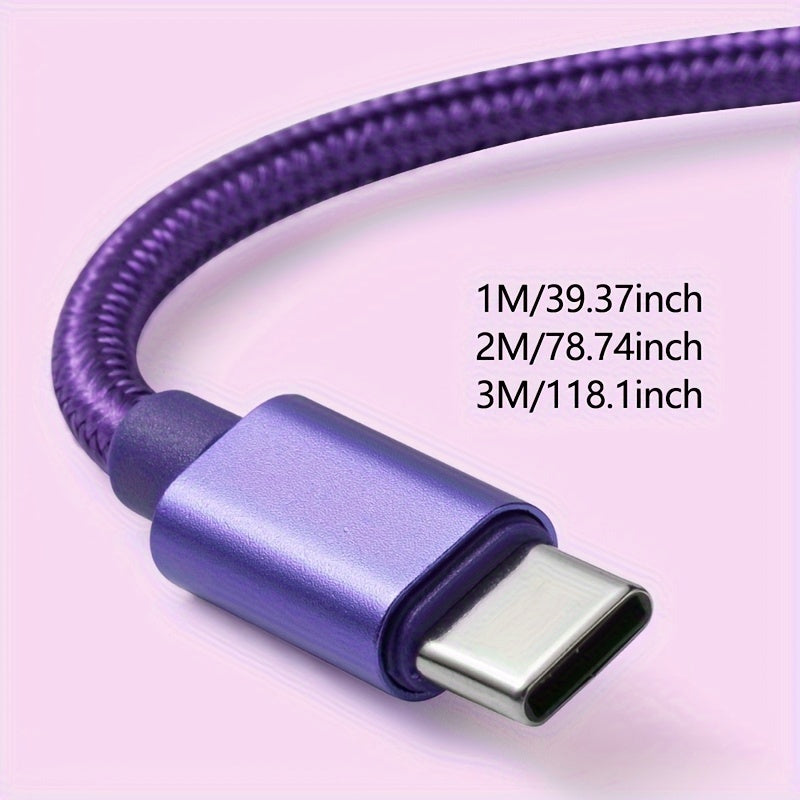Nylon USB C Charging Cable Fast Charging Data Sync for Smartphones
