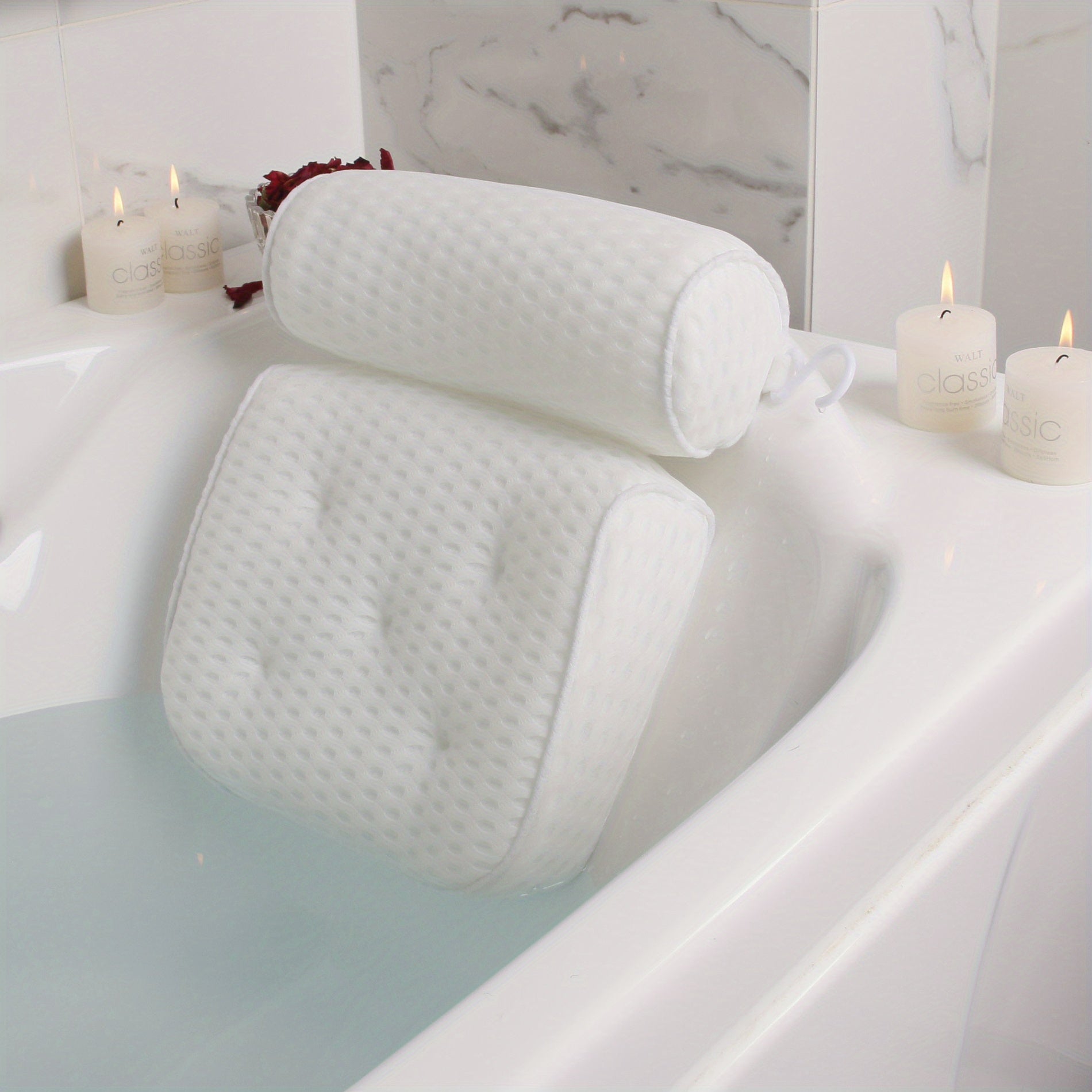 Bathtub Pillow with Non-Slip Suction Cups Neck and Back Support for Bathroom