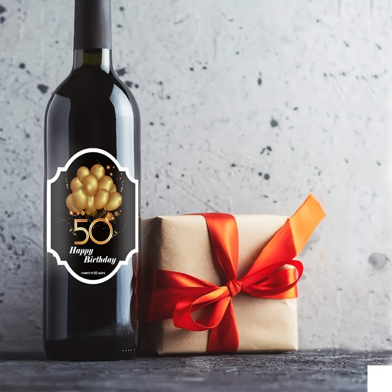 8pcs 50th Birthday Wine Bottle Labels for Champagne and Sparkling Wine