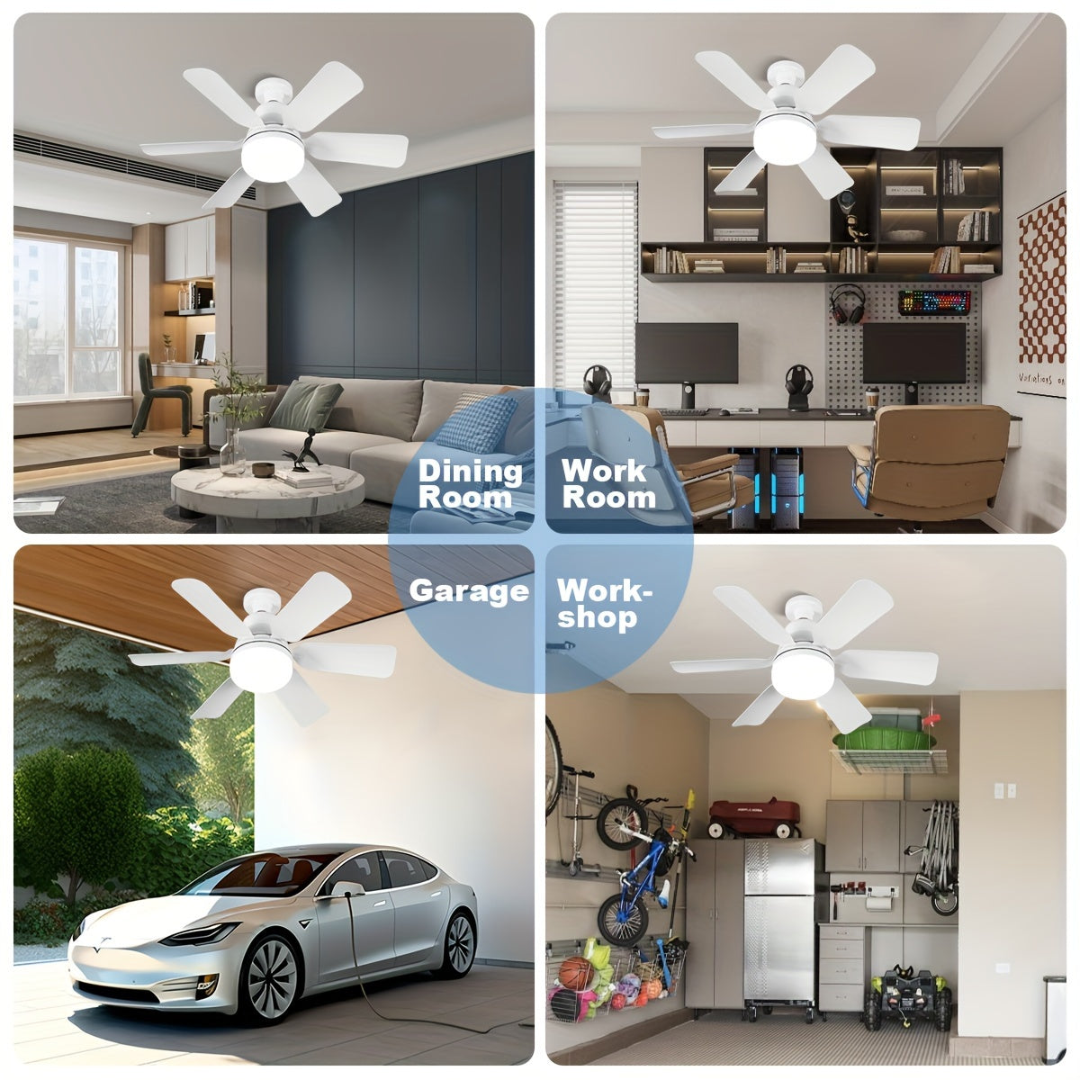 White Square Leaf Ceiling Fan Light with Remote Control Adjustable LED Indoor