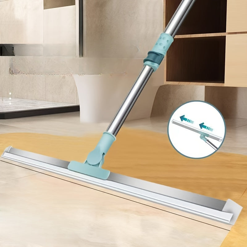 20-Inch Magic Broom with Retractable Silicone Scraper for Bathroom Kitchen Living Room
