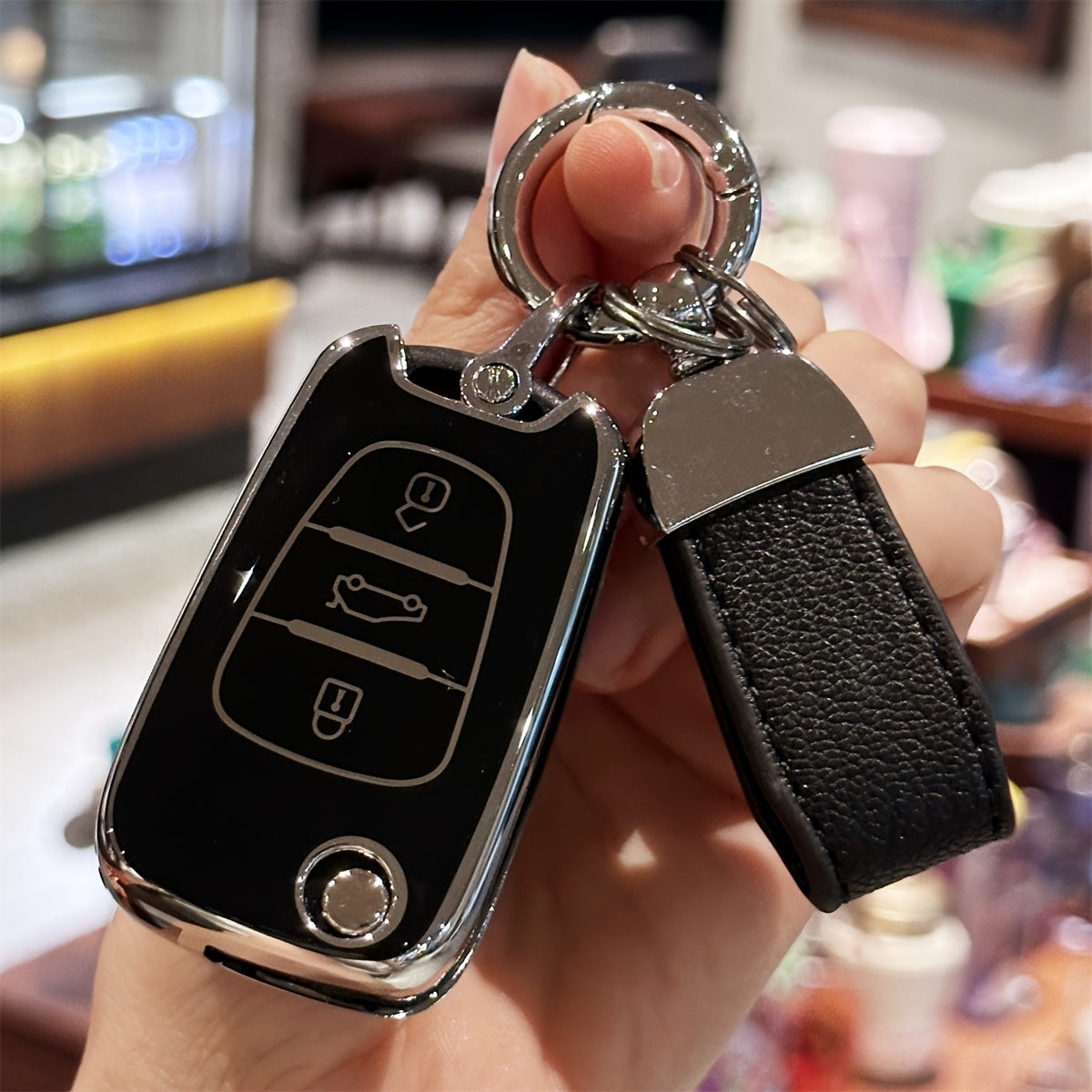 Pink TPU Key Fob Cover with Keychain Lanyard for Car Key Protection