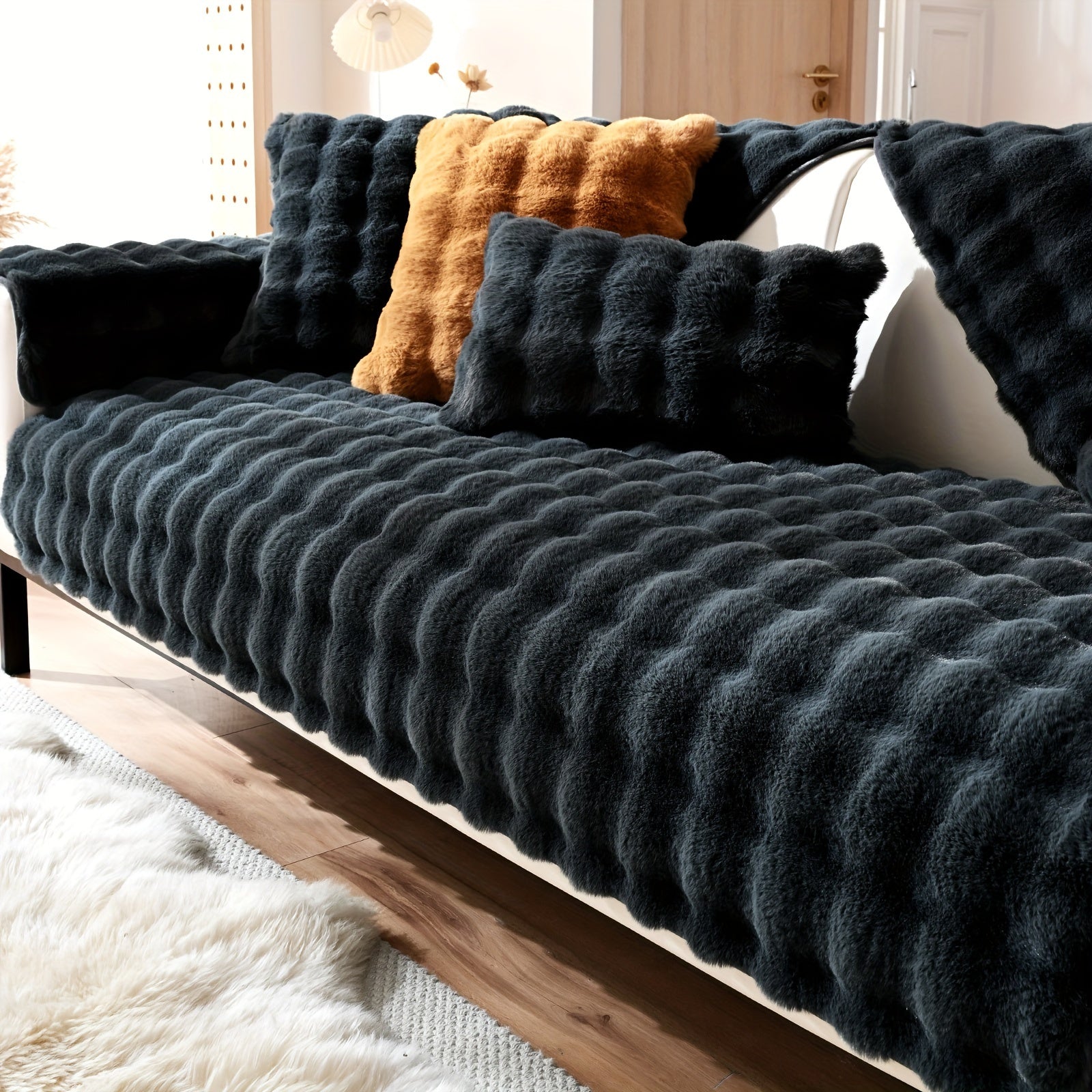 Накидка на диван из флиса для 2-4 местных диванов в 8 цветах, моющаяся в машине, дружелюбная к питомцам, современный дизайн