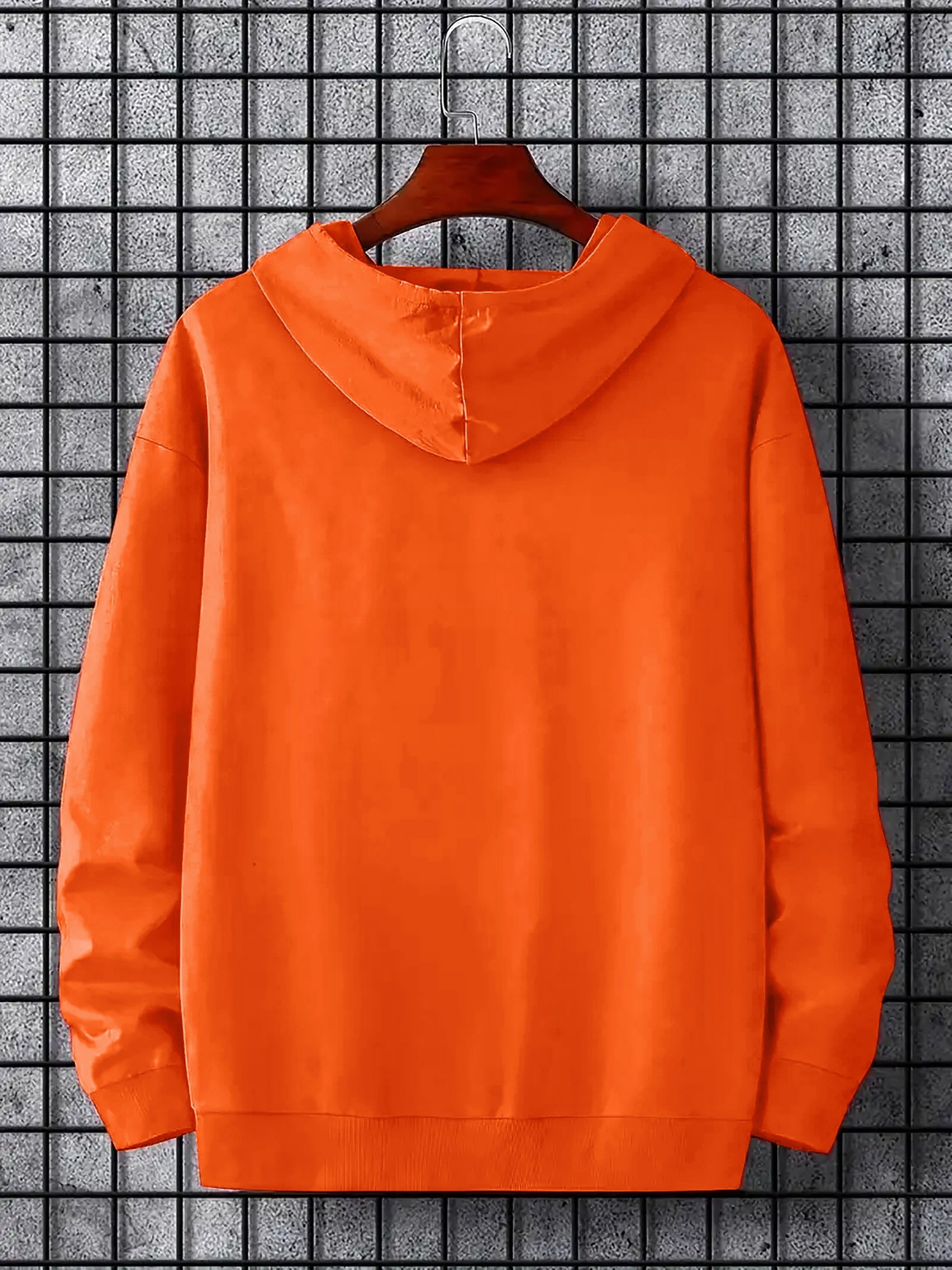 Plus Size NYC Print Hooded Pullover for Men with Kangaroo Pocket Casual Fall Winter