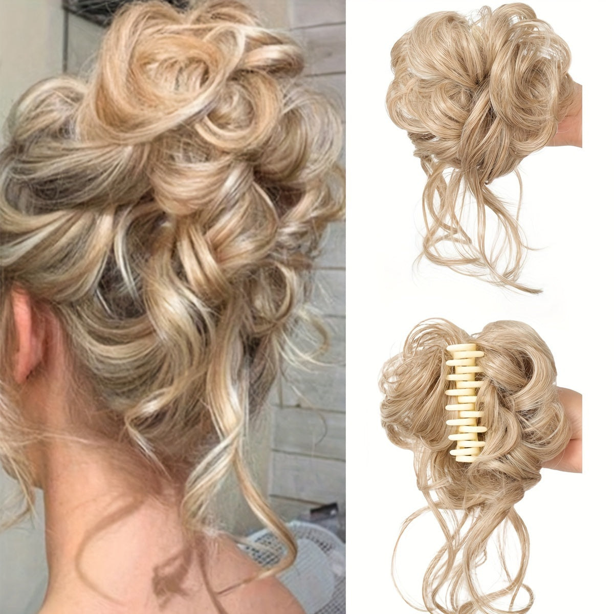 Women's Messy Curly Claw Clip Hair Bun Synthetic Hairpiece for All Occasions