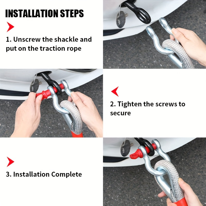 Juego de cuerda de remolque para SUV todo terreno de alta resistencia con ganchos en U y bolsa de almacenamiento, capacidad de 33,000 g