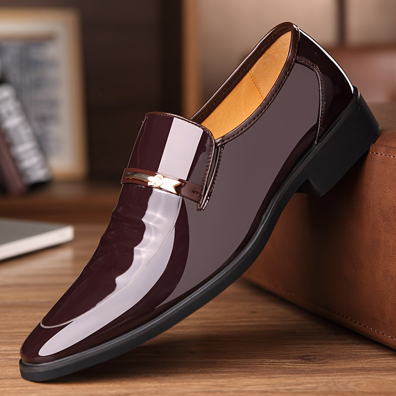 Zapatos de vestir de punta para hombre talla grande con suela de goma, slip-on, para oficina y negocios