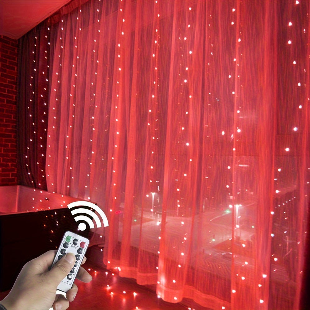 Christmas Lights Curtain with Merry Christmas and New Year Ornaments for Holiday Decor