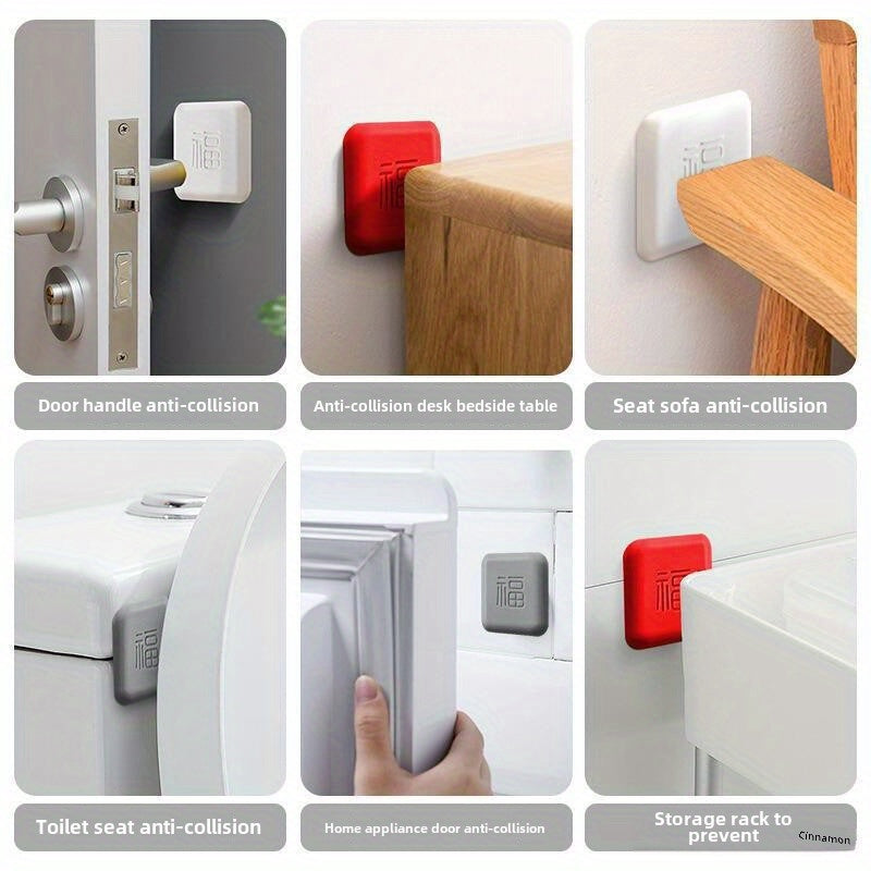 5 Pieces Silicone Door Stoppers with Anti-Collision Pads and Toilet Handle