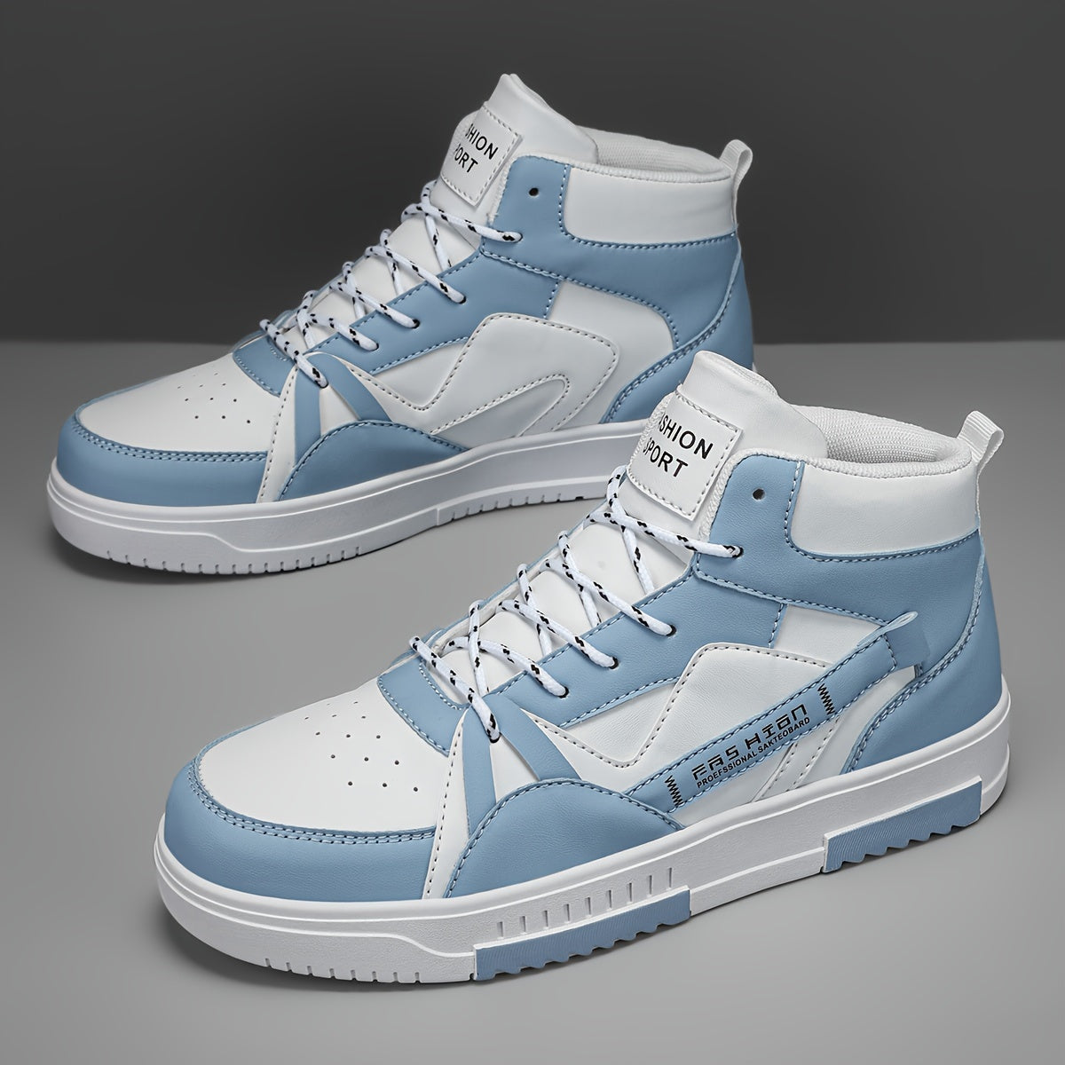 Men's High-Top Skate Sneakers Black White Gray Orange Casual Outdoor Sporty