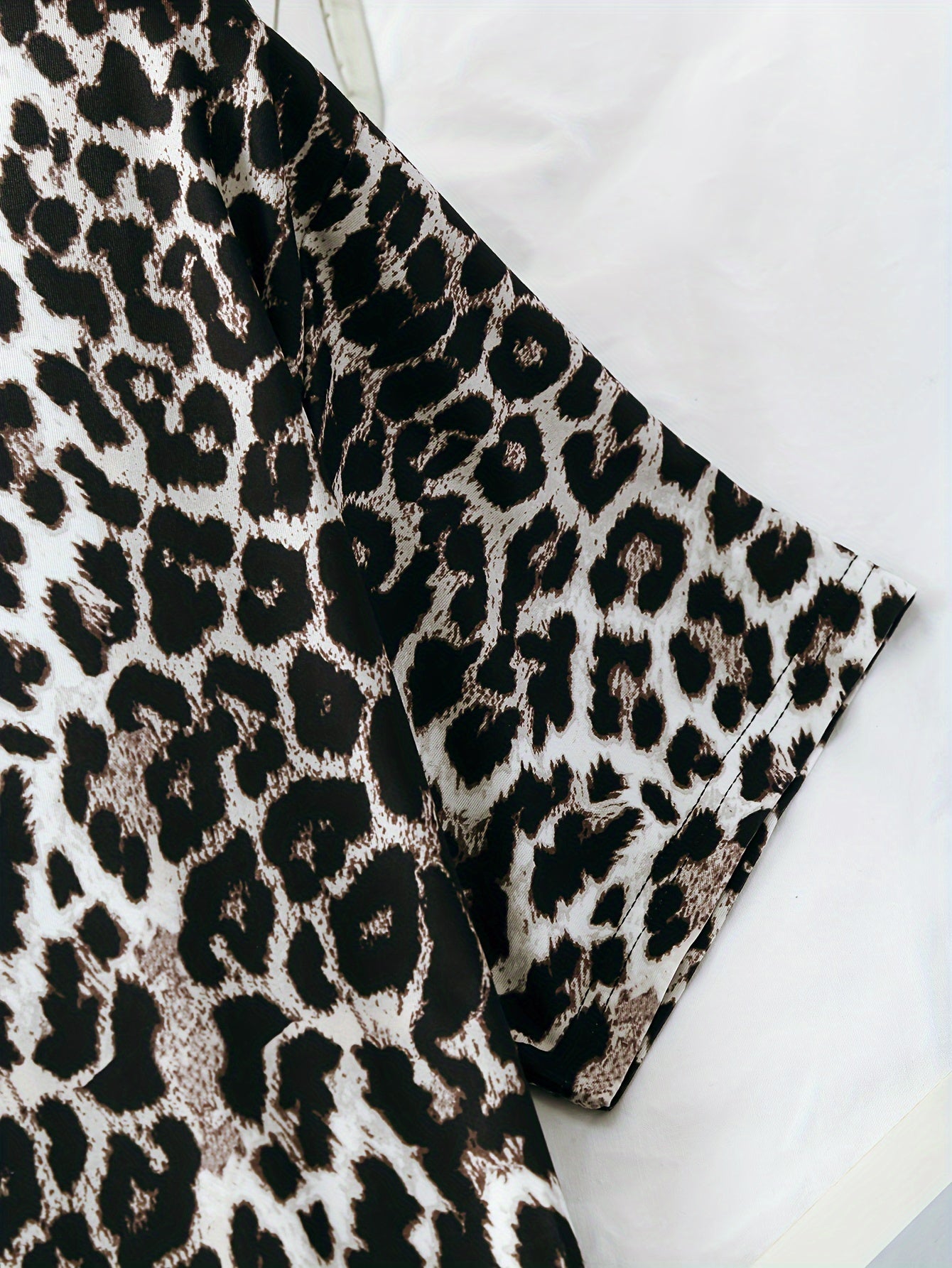 Women Leopard Print Short Sleeve Dresses Polyester Elastane Nightwear