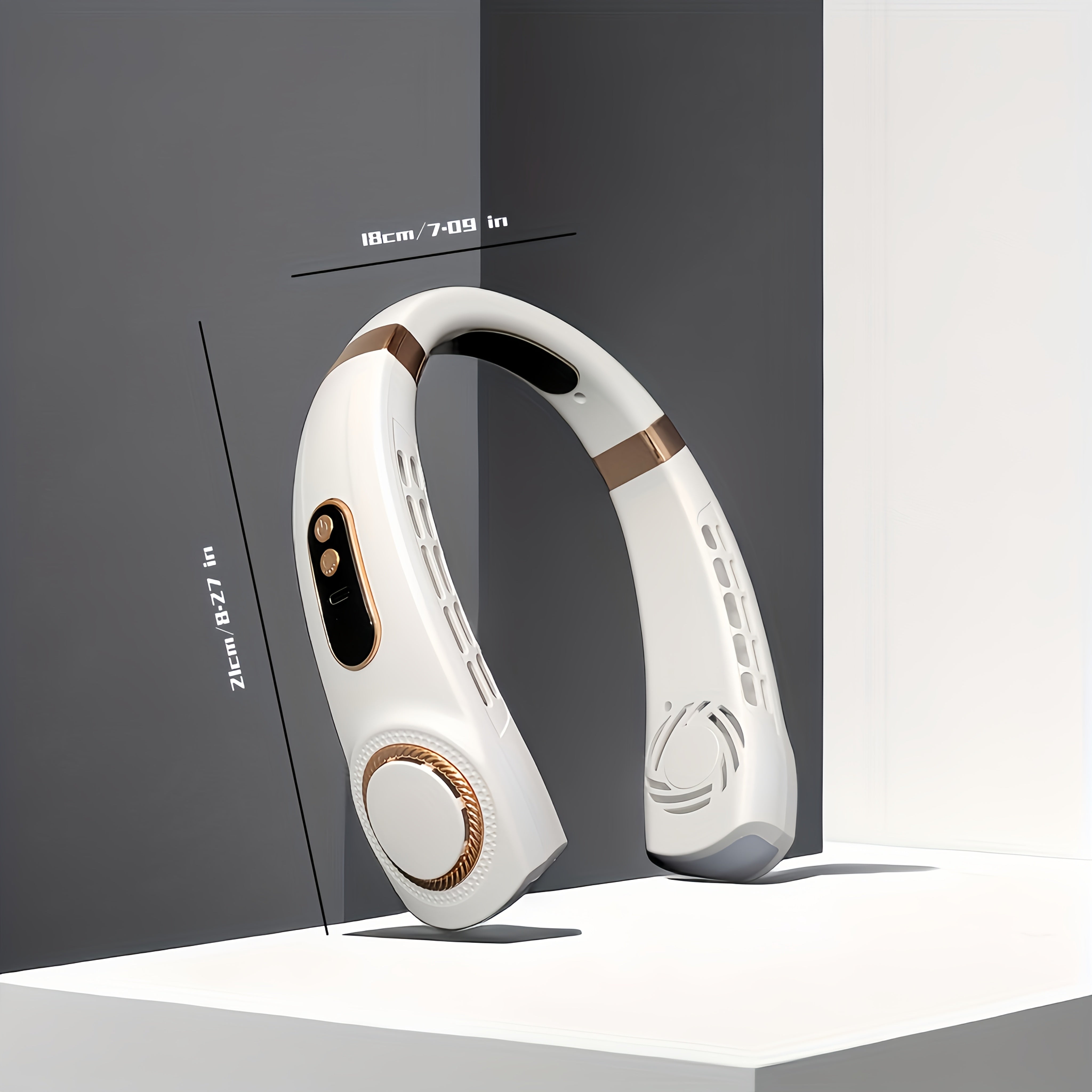 Mini Neck Fan with 5-Speed USB Charging, Colorful LED Lights, 360° Cooling for Outdoor Activities