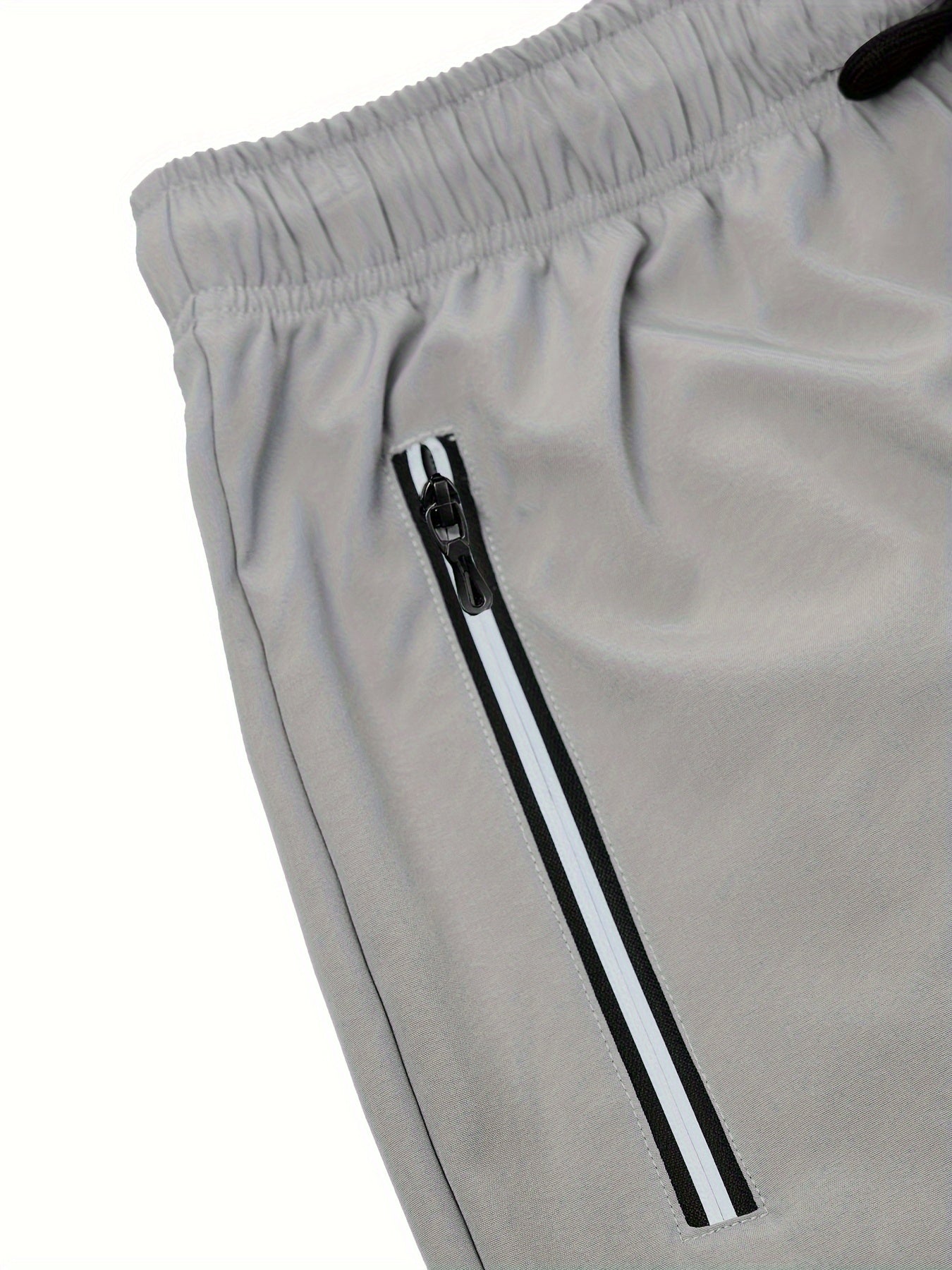 Men's Solid Polyester Activewear Sports Pants with Zip Pocket and Drawstring Waist