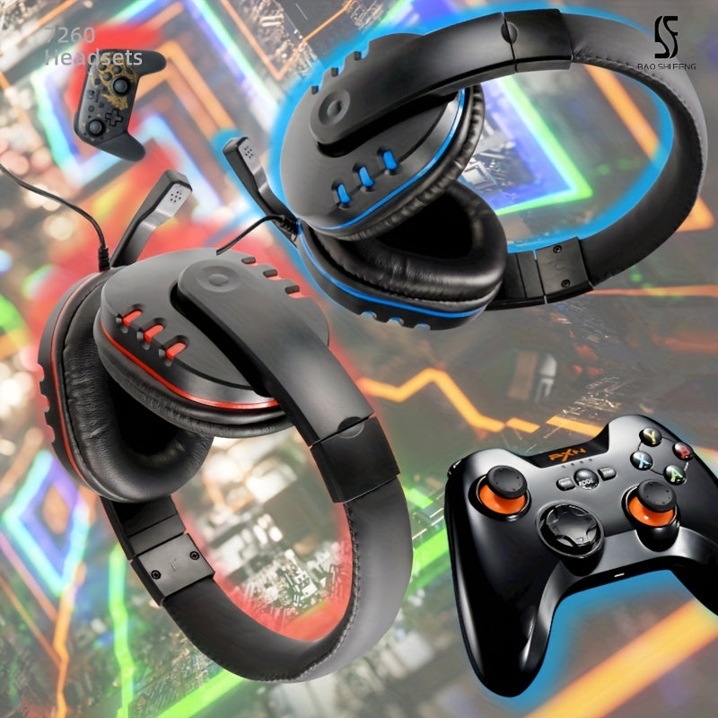 Black and Red Gaming Headset with Microphone 3.5mm Noise-Cancelling Over-Ear Headphones