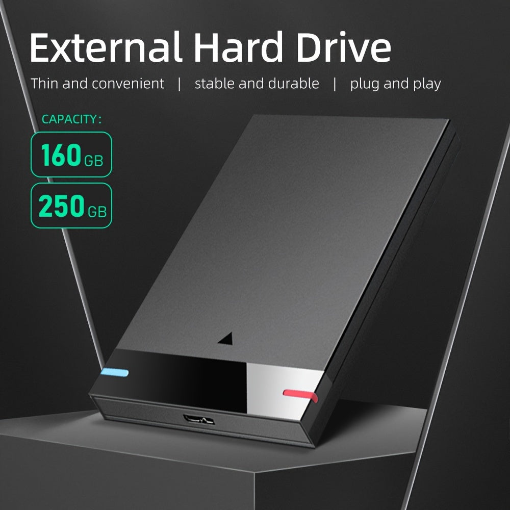 250GB Portable External Hard Drive USB 3.0 NTFS Lightweight Compact