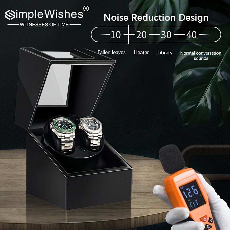 Double Slot Watch Winder with Silent Motor USB Powered for Automatic Watches