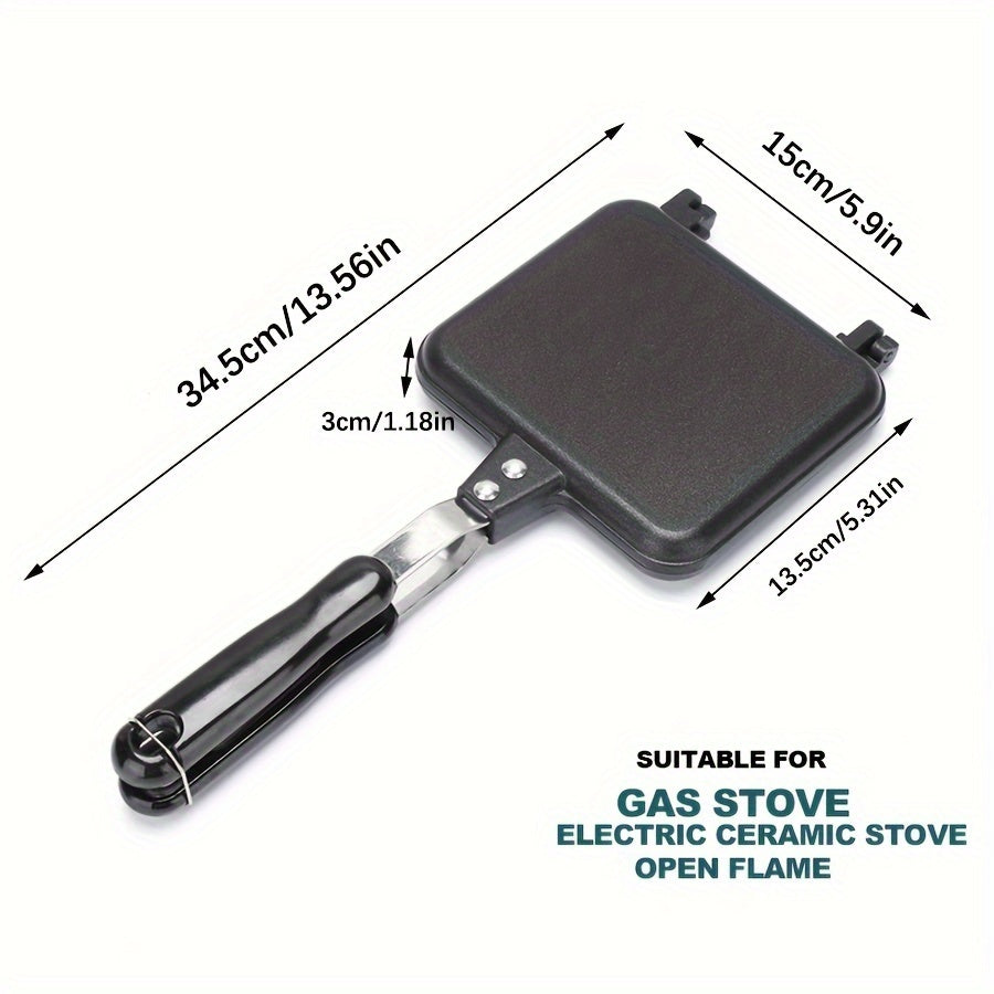 Sartén para sándwich de aluminio, antiadherente, doble cara, bandeja para hornear tostadas para desayuno, tortilla, camping