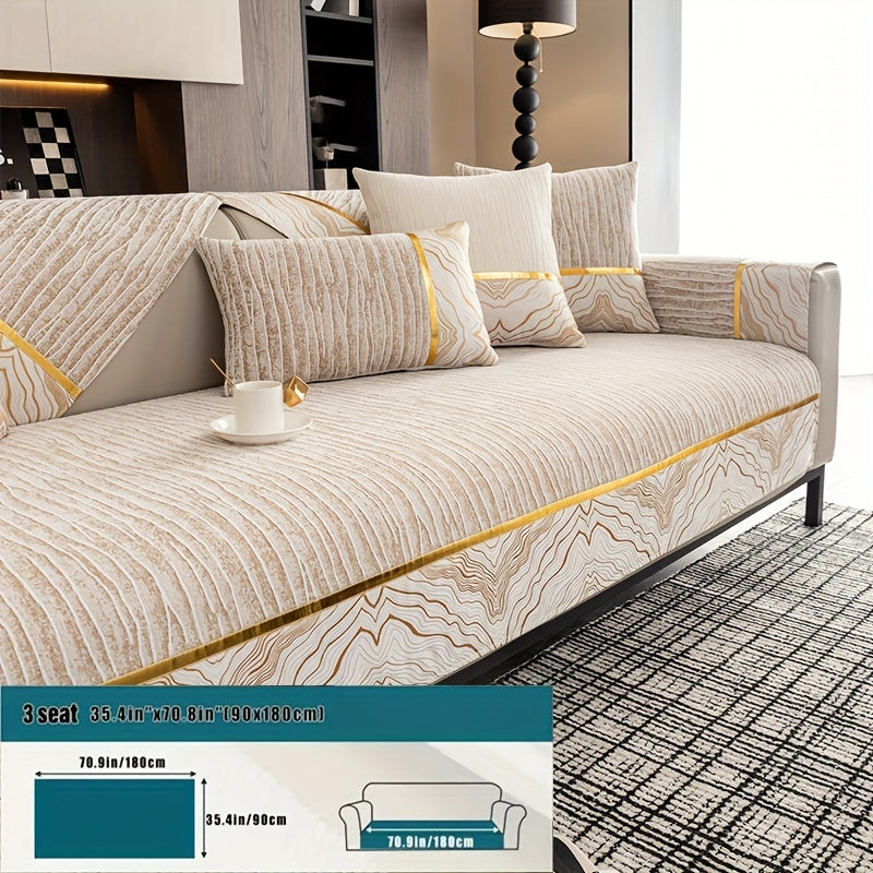 Chenille Sofa Cover for All Seasons Pet-Friendly Non-Slip Fits 1-4 Seater L-Shaped Contemporary