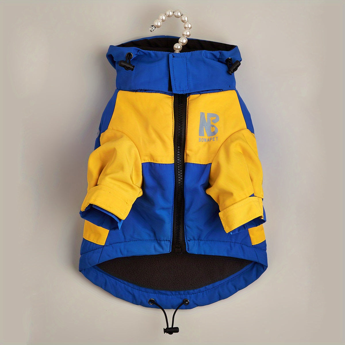 Reflective Winter Pet Jacket Waterproof Color Block Zipper for Medium Large Dogs