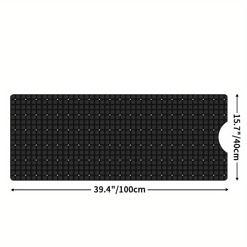 Extra Long Non-Slip Bath Tub Mat Gray 39.88cm x 100.08cm with Suction Cups
