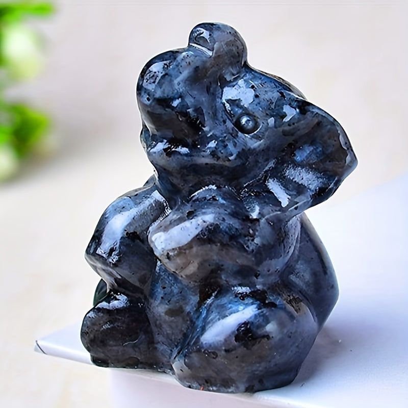 Quartz Crystal Elephant Figurine Decorative Desk Ornament Gift for Elephant Lovers