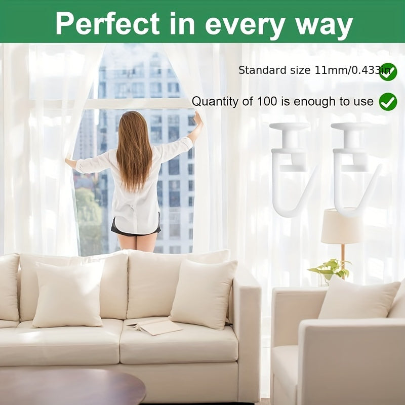 Set of 100 Curtain Pulleys Replacement Parts for Living Room and Office Decor