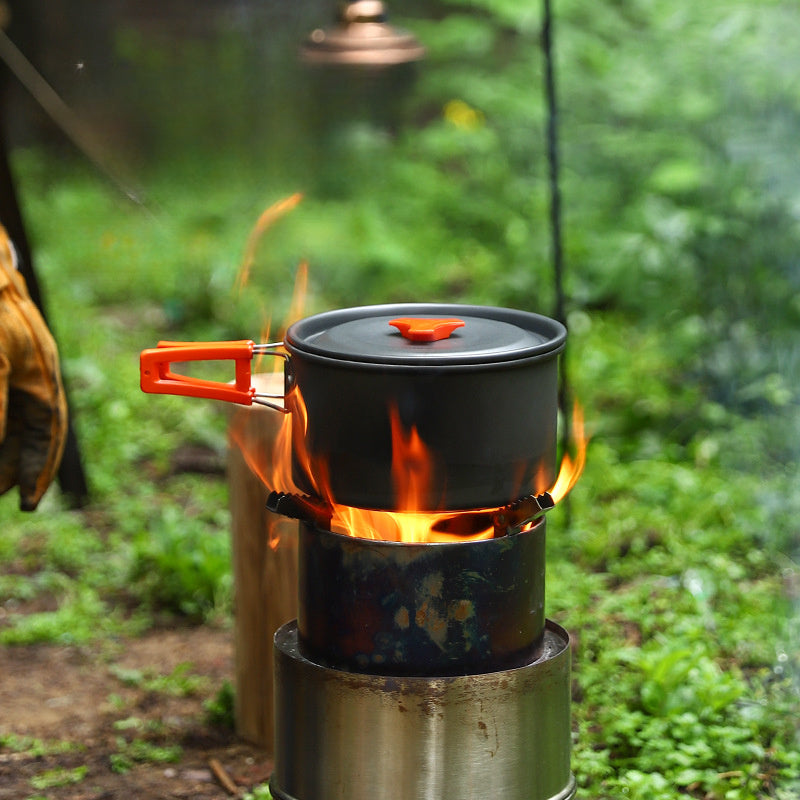 Lightweight Aluminum Camping Cookware Set Non-Stick Frying Pan Pot Kettle for Outdoors