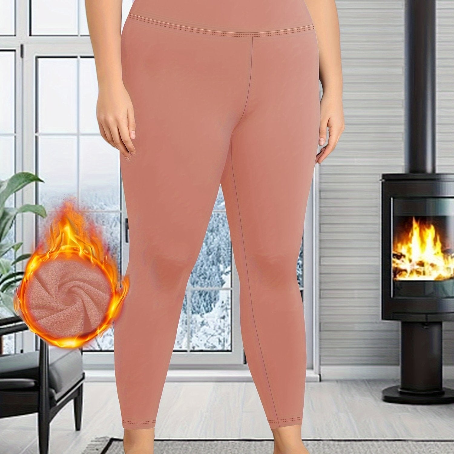 Plus Size Warm Leggings High Waist Thick Stretchy Fall Winter Women's