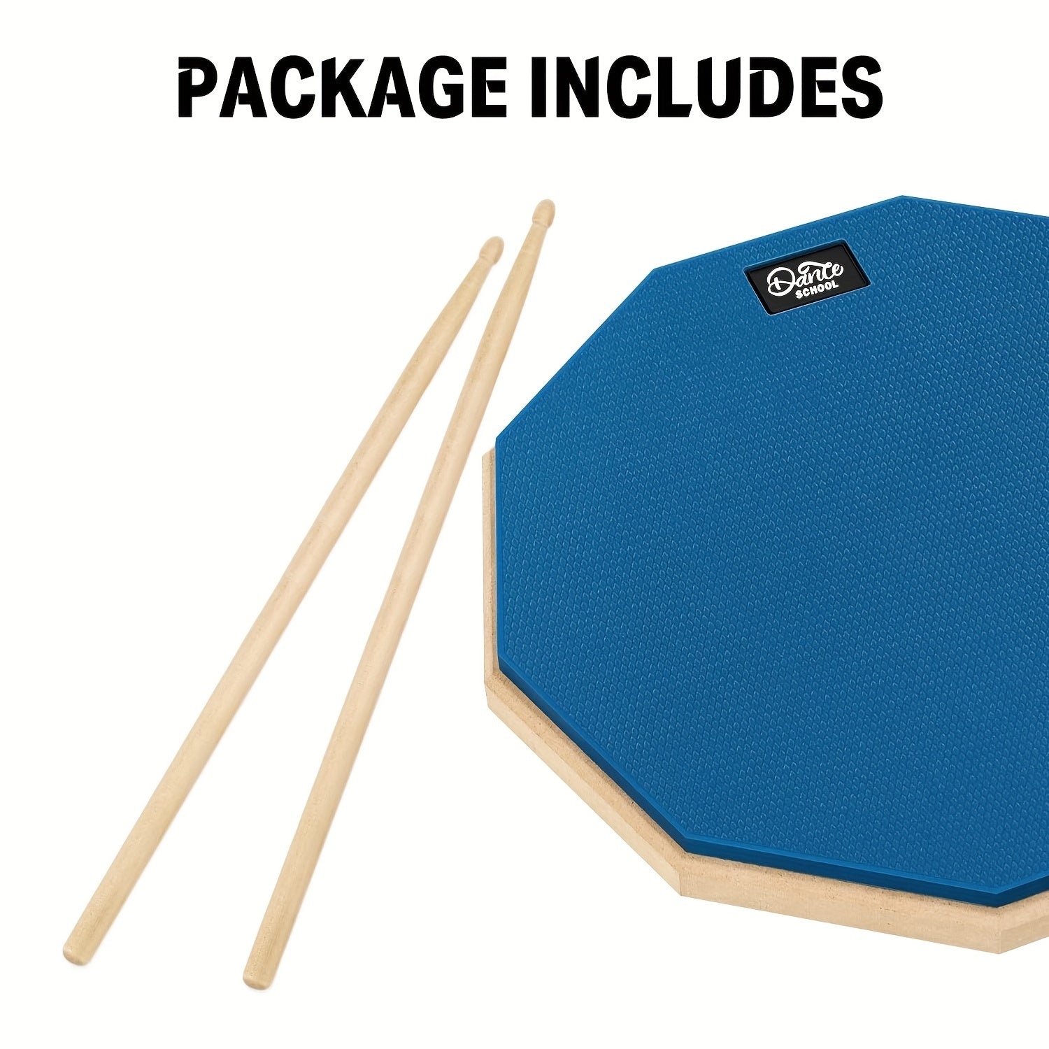 Silicone Practice Drum Pad Set 30.48 cm with Sticks in Gray Blue Orange