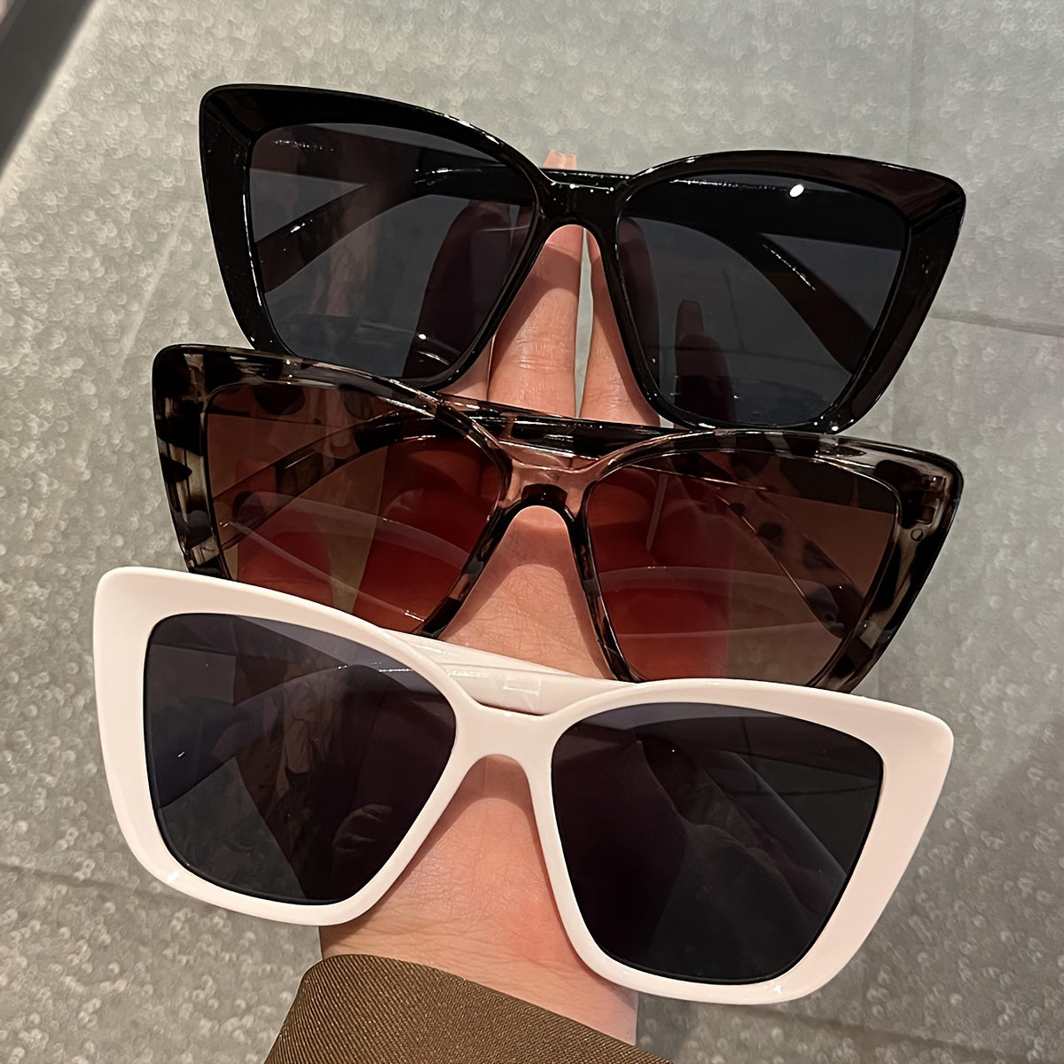 Set of 3 Women's Cat Eye Glasses in Classic Colors with Large Frames for Casual Wear