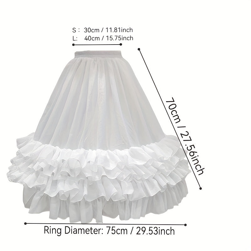 Girls Chiffon Petticoat with Stretchy Waistband 4-Layered Pleated Skirt for Princess Look