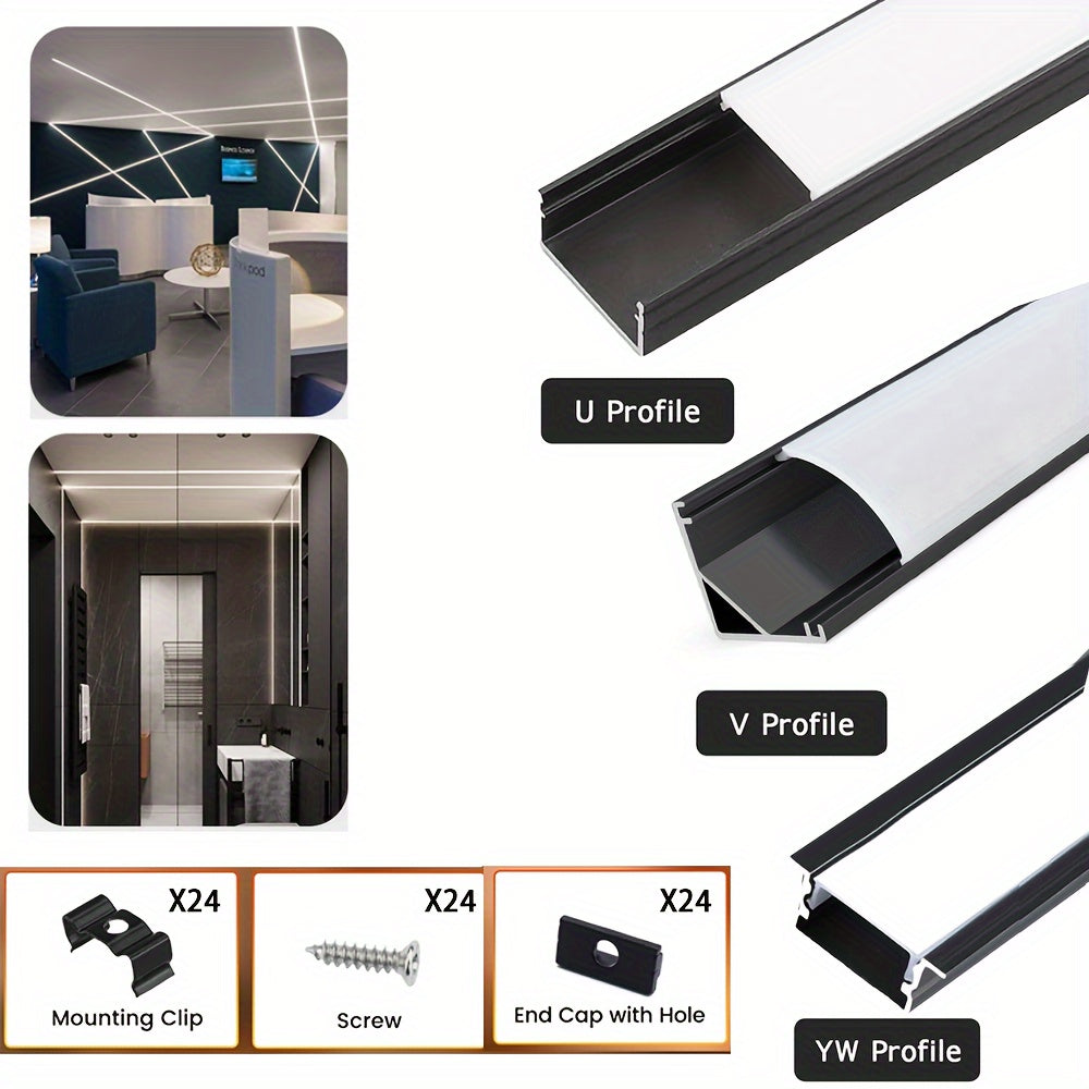 12-Pack LED Channel System with Cover for 10mm and 12mm Strip Lights Includes Diffuser and Hardware