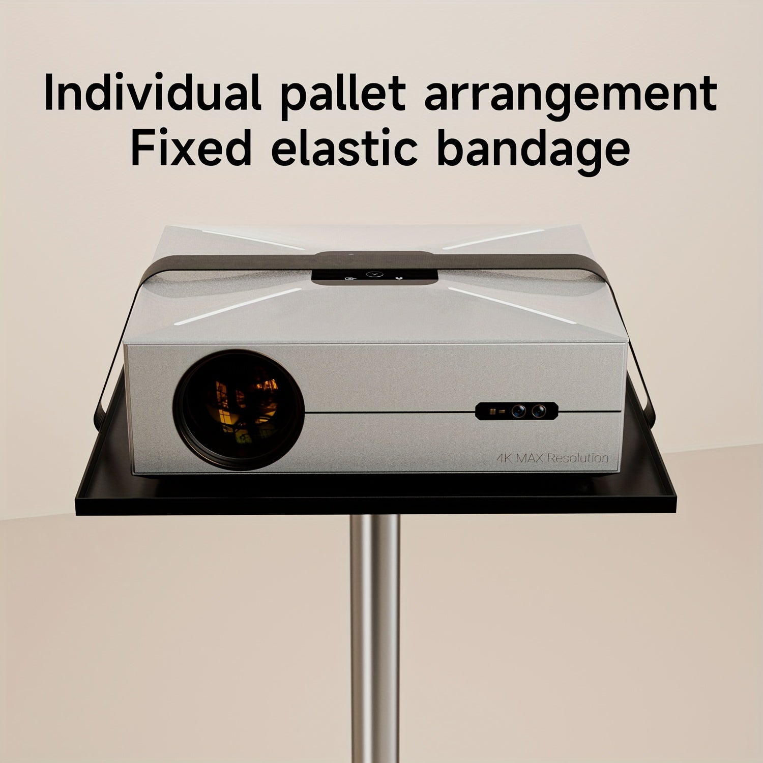 Soporte para proyector de acero inoxidable con banda elástica, altura ajustable, trípode plegable para hogar y oficina