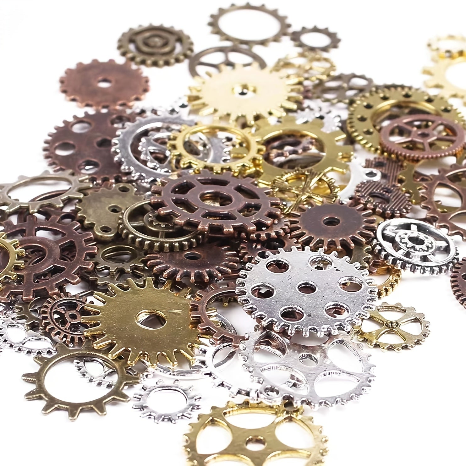 Antique Metal Steampunk Gears Assorted Colors Zinc Alloy Charms for Jewelry Making