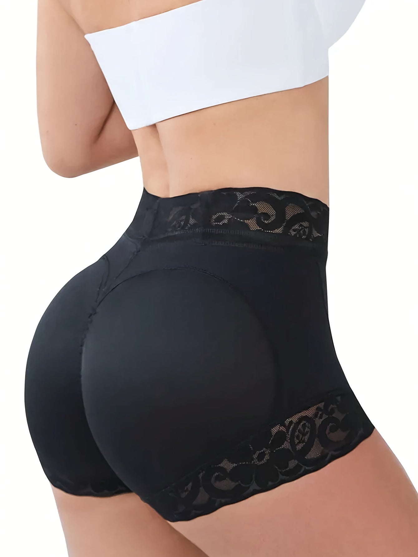 Women High-Waisted Shapewear Panties with Lace Tummy Control and Butt Lifting