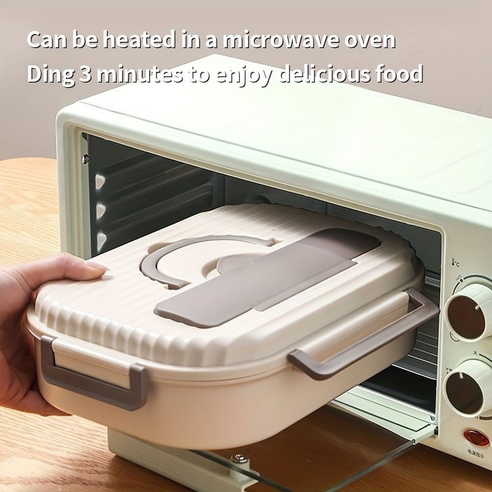 Caja de almuerzo de acero inoxidable con compartimentos, apta para microondas y agua, incluye cuencos para sopa y utensilios