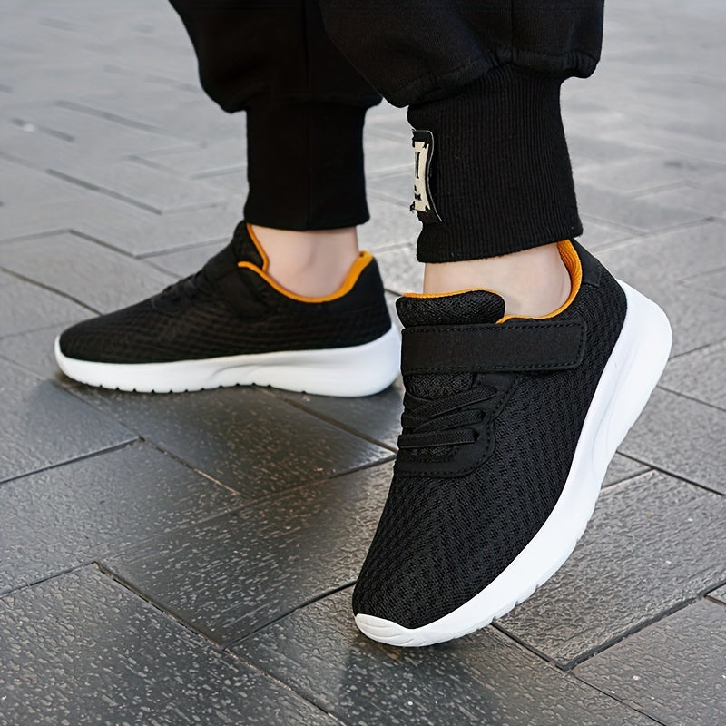 Kids Breathable Mesh Sneakers with Hook-and-Loop Closure Casual Running Shoes