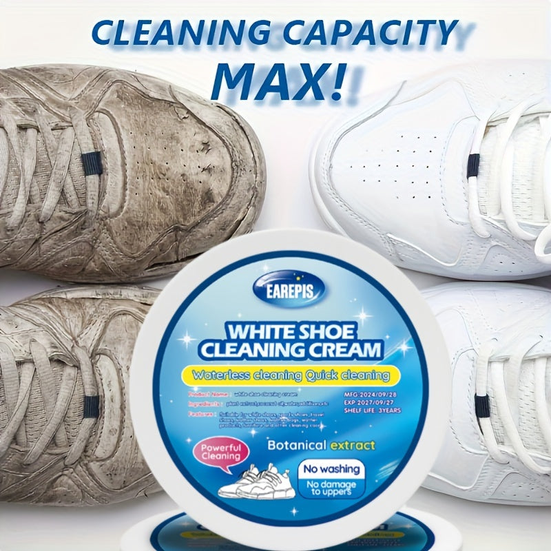 Tez Ta'sirli Oq Poyabzal Kreml - Dog'larni olib tashlaydi va oq rangni tiklaydi, Krossovkalar, Kanvas va Sun'iy Materiallar uchun ideal - Qo'shimcha Tozalash Gubkasi bilan qulay yuvishsiz formula