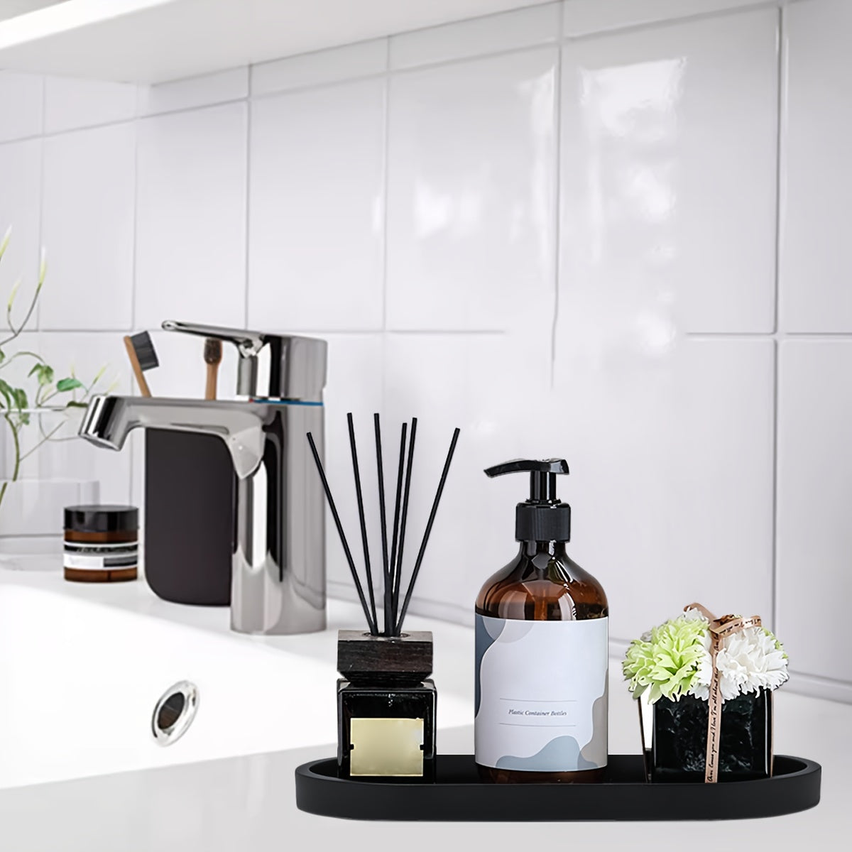 Silicone Bathroom Storage Tray for Cosmetics and Essentials