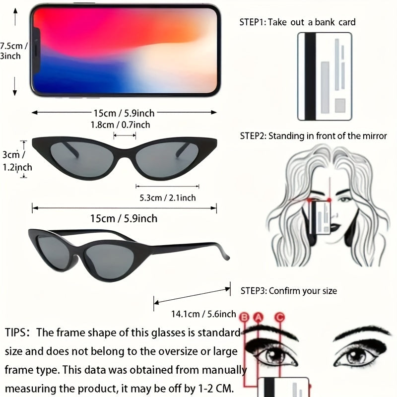 Women's Glasses Set 6 Pairs Oval Square Cat-Eye Polycarbonate Frames for Daily Wear