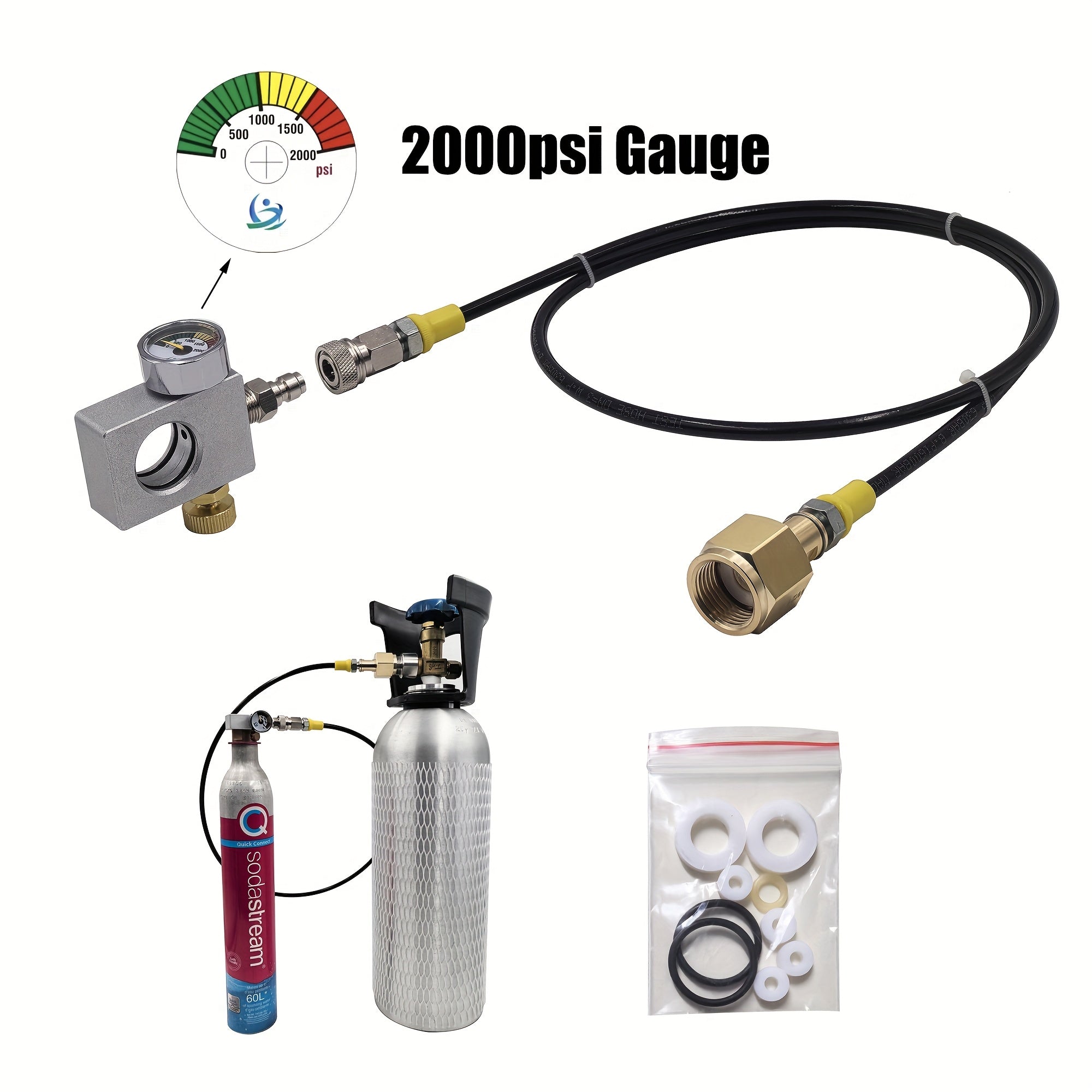 Terra Art Gaia uchun CO2 to'ldirish adapteri karbonatorlar va gazli suv shishalarini to'ldirish uchun