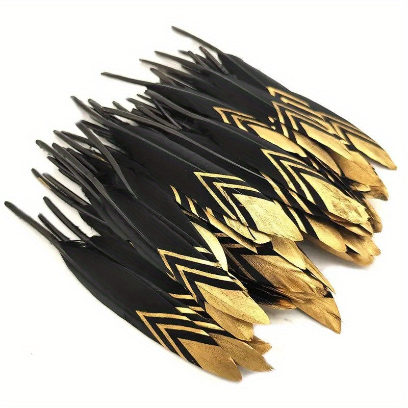 Set of 20 Bohemian Natural Golden Duck Feathers for Crafting Jewelry and Home Decor 11.94-17.78 cm