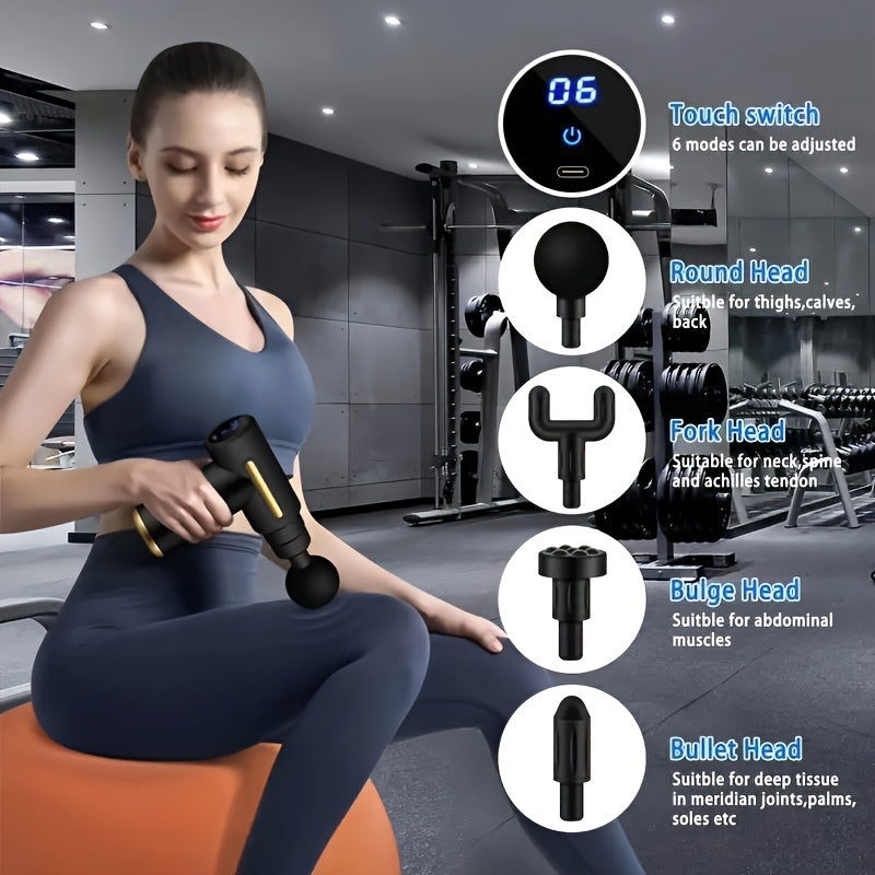 6-Piece Massage Gun Set with Portable Electric Muscle Massager and Accessories