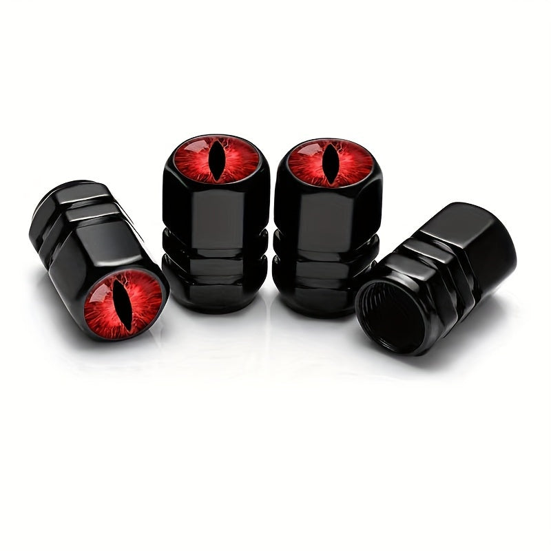 4Pcs Red Aluminum Chrome Tire Valve Cap Covers Universal Auto Motorcycle Truck Bike