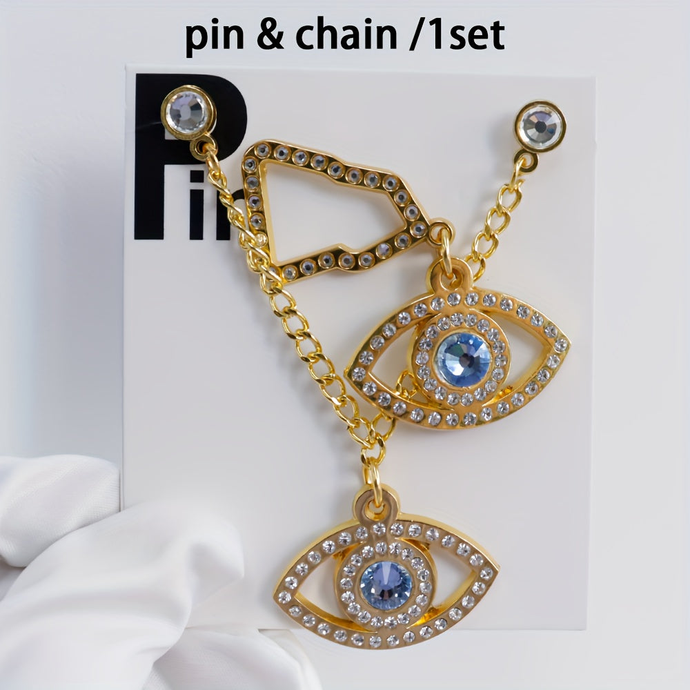 Sparkling Brooch Hat Pin and Chain Set for Women, New Year Gift